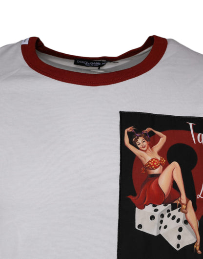 Dolce &amp; Gabbana – Weißes Baumwoll-T-Shirt mit Rundhalsausschnitt und grafischem Print