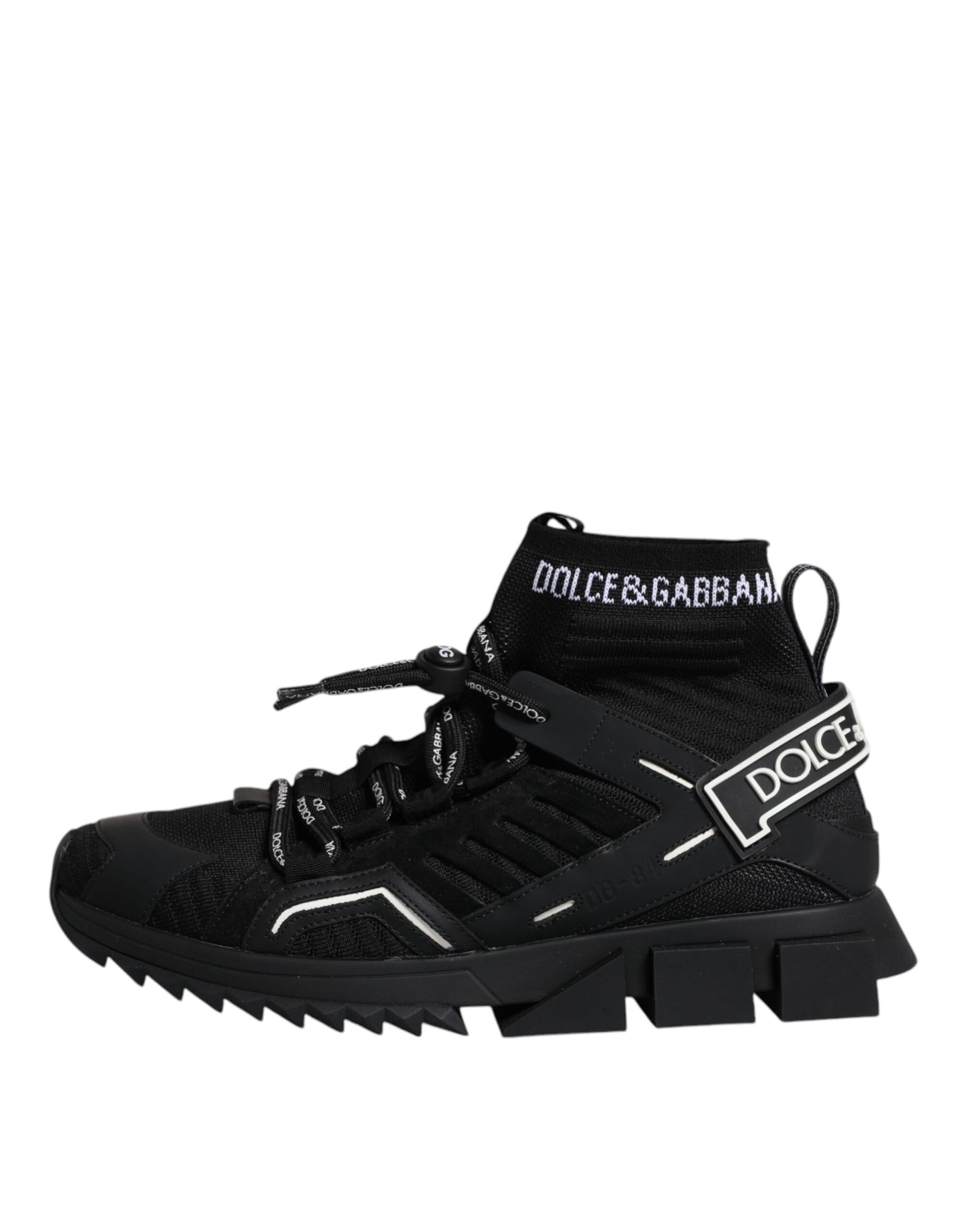 Dolce &amp; Gabbana Schwarz Sorrento Logo Männer Sneakers Socken Schuhe