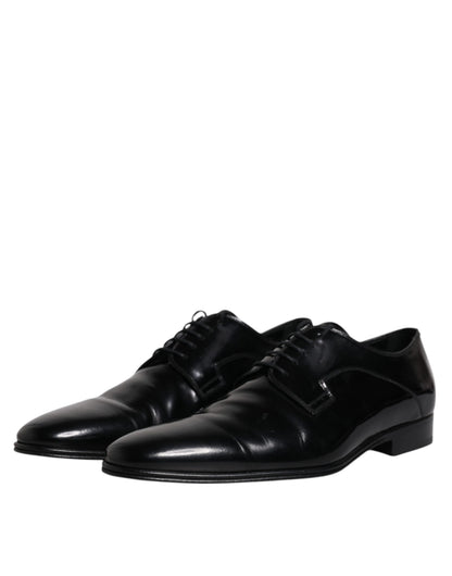 Dolce &amp; Gabbana – Schwarze Derby-Schuhe aus Leder mit Schnürung