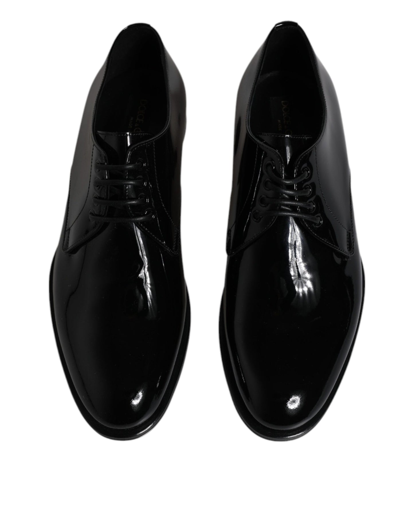Dolce &amp; Gabbana – Derby-Schuhe aus schwarzem Lackleder für formelle Anlässe
