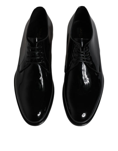 Dolce &amp; Gabbana – Derby-Schuhe aus schwarzem Lackleder für formelle Anlässe