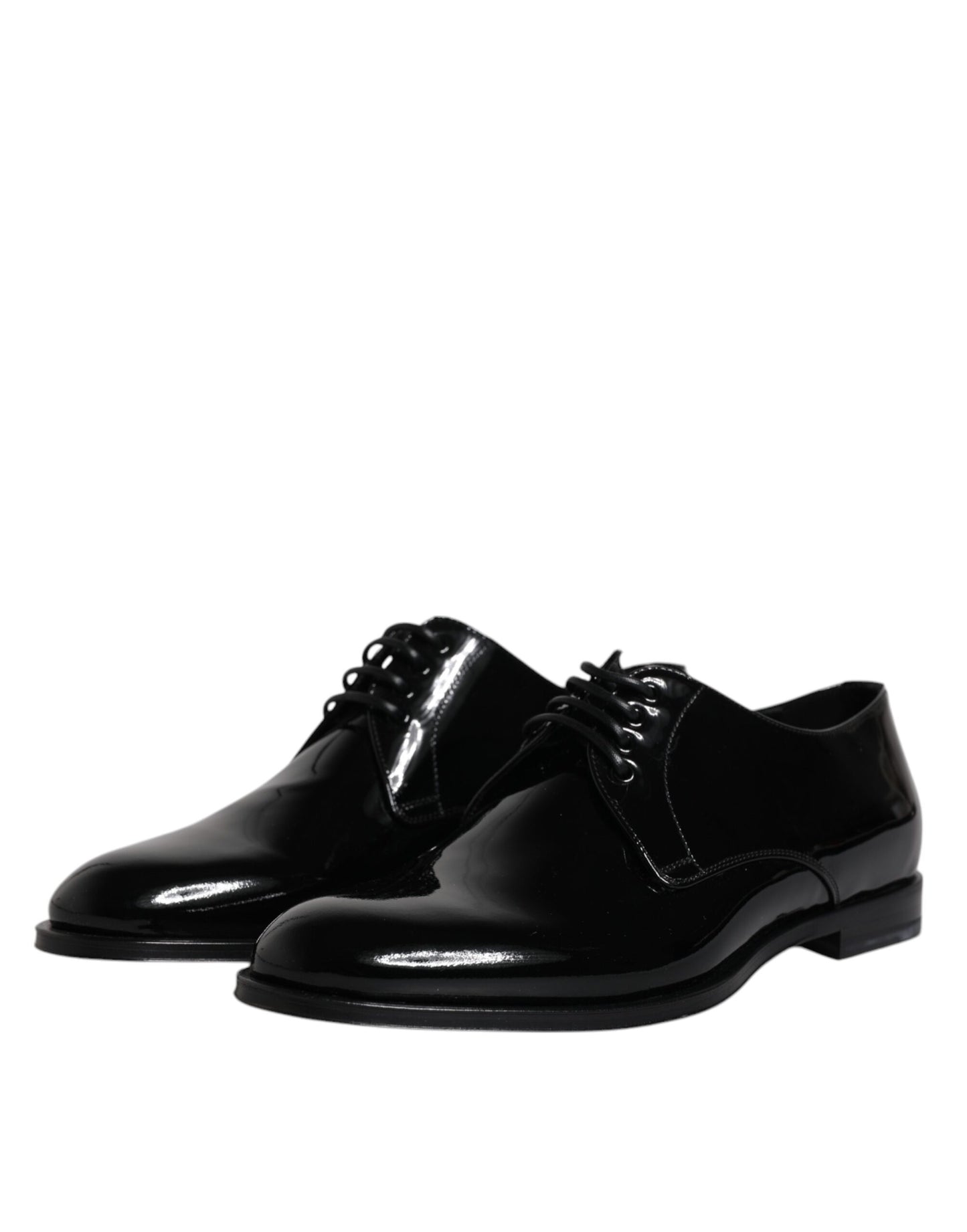 Dolce &amp; Gabbana – Derby-Schuhe aus schwarzem Lackleder für formelle Anlässe