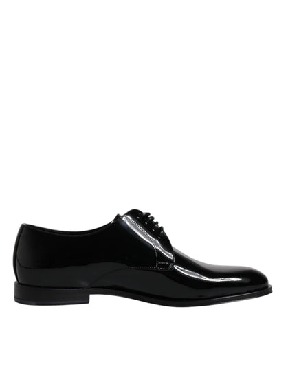 Dolce &amp; Gabbana – Derby-Schuhe aus schwarzem Lackleder für formelle Anlässe