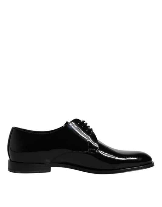 Dolce &amp; Gabbana – Derby-Schuhe aus schwarzem Lackleder für formelle Anlässe