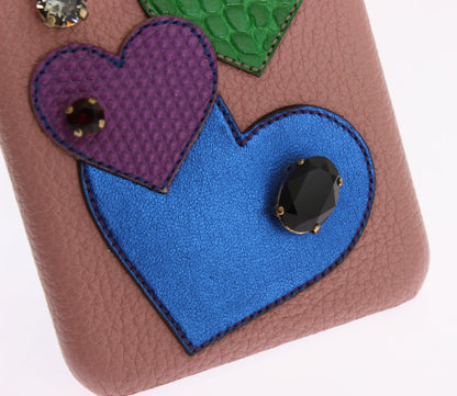 Dolce &amp; Gabbana – Rosa Leder-Handyhülle mit Herz-Kristall