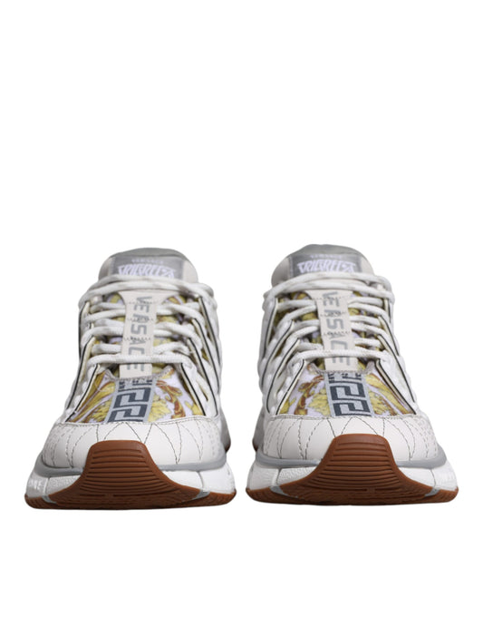 Versace – Weiße Sneakers mit Trigreca-Barocco-Print und niedrigem Schaft