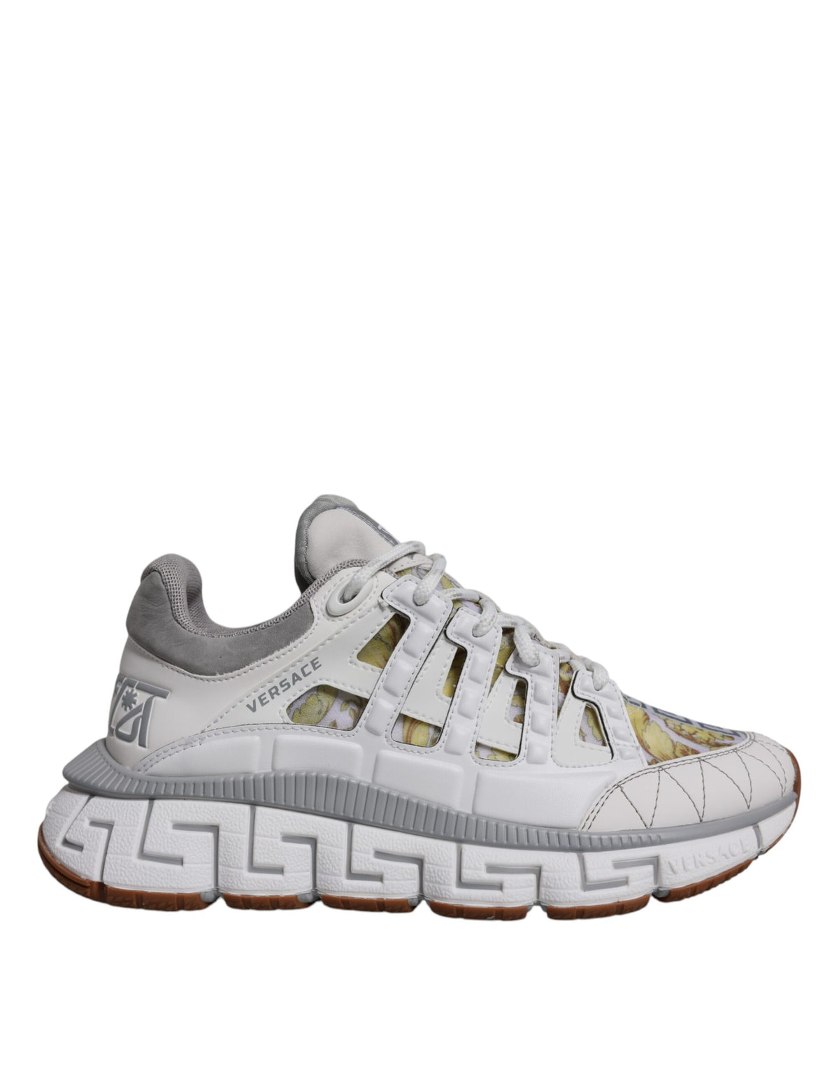Versace – Weiße Sneakers mit Trigreca-Barocco-Print und niedrigem Schaft