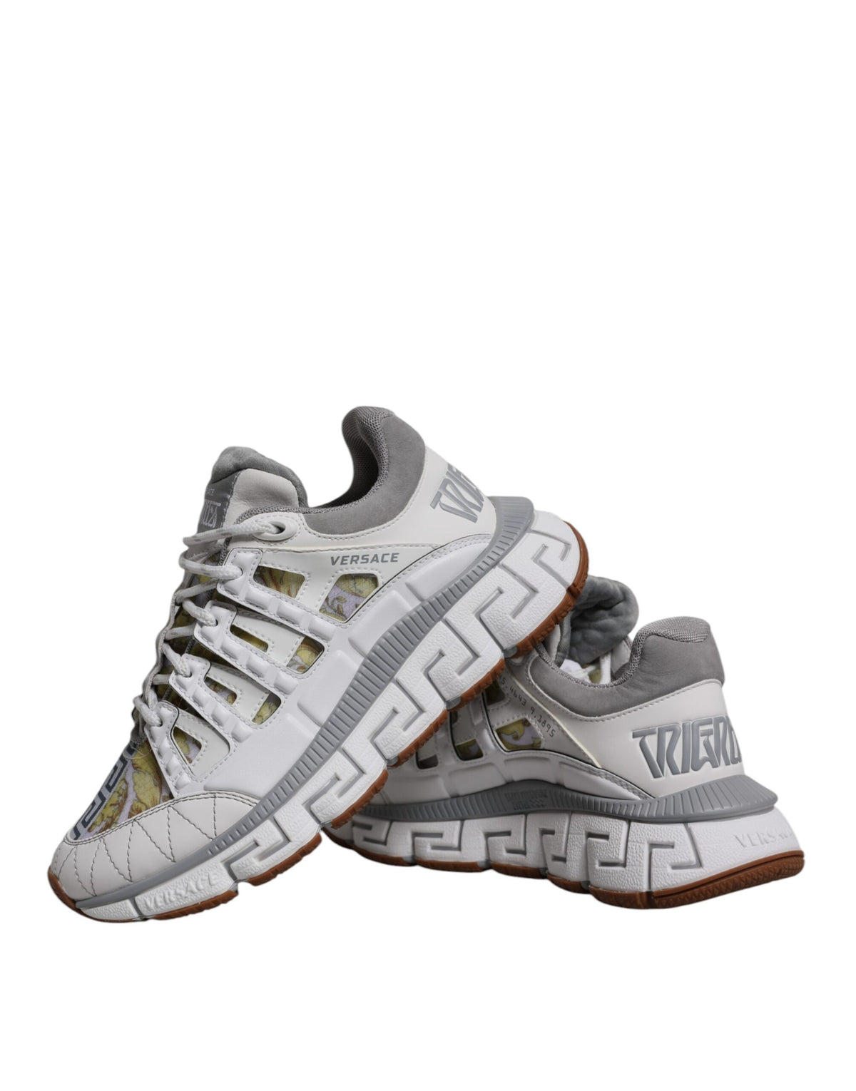 Versace – Weiße Sneakers mit Trigreca-Barocco-Print und niedrigem Schaft