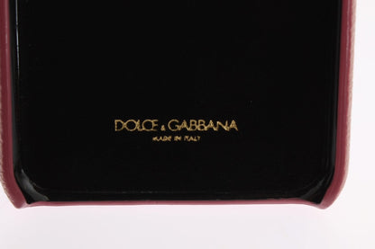 Dolce &amp; Gabbana – Rosa Leder-Handyhülle mit Herz-Kristall