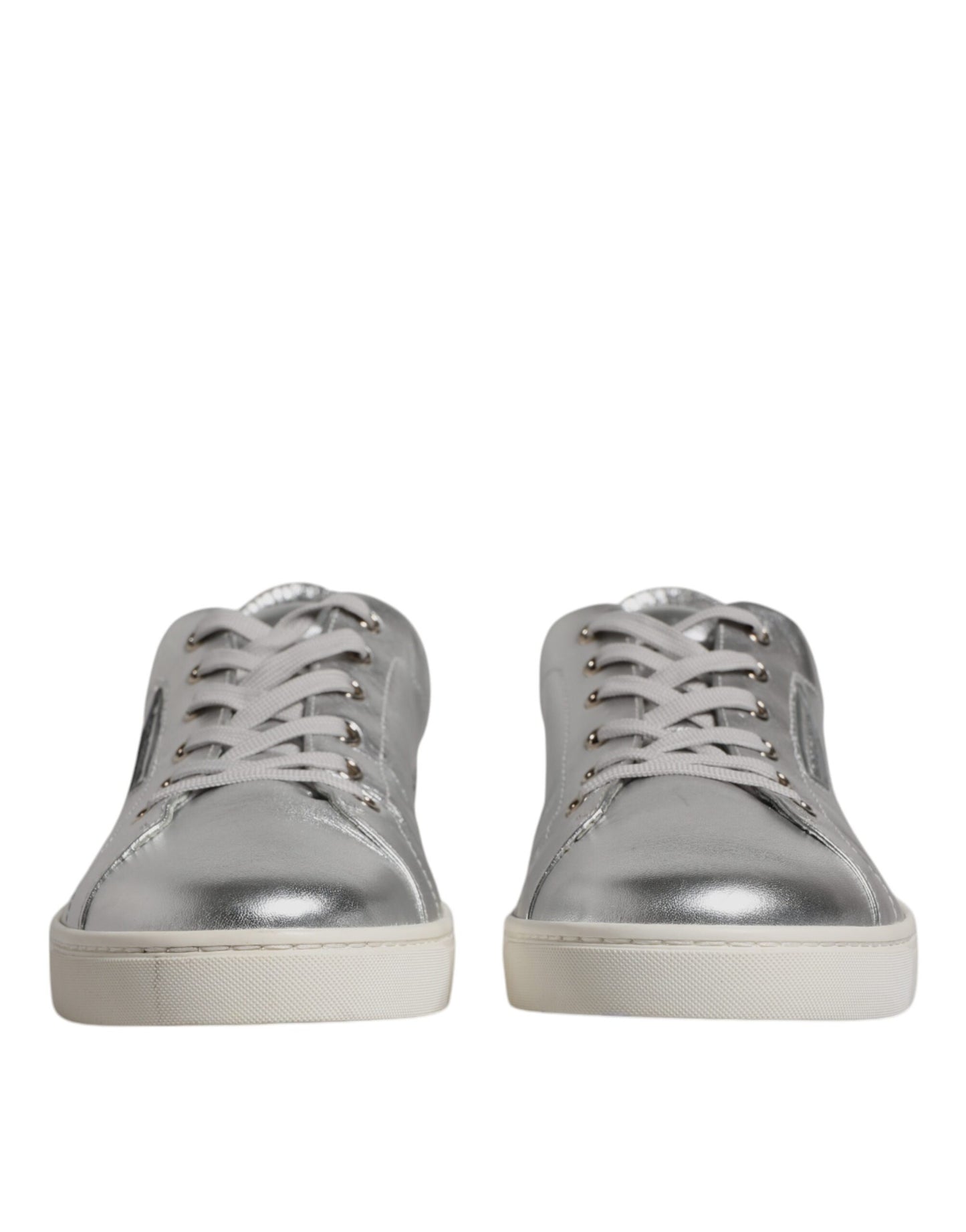 Dolce &amp; Gabbana Silber London Low Top Leder Sneakers Schuhe