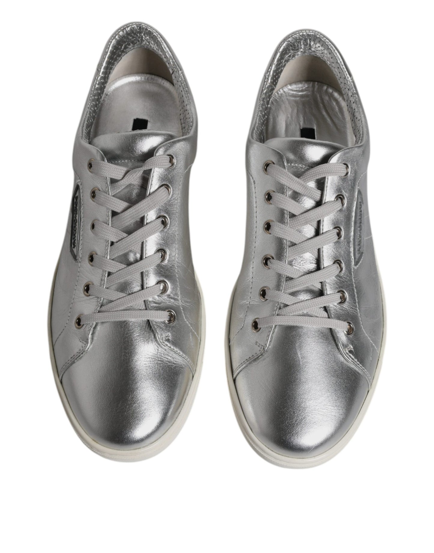 Dolce &amp; Gabbana Silber London Low Top Leder Sneakers Schuhe