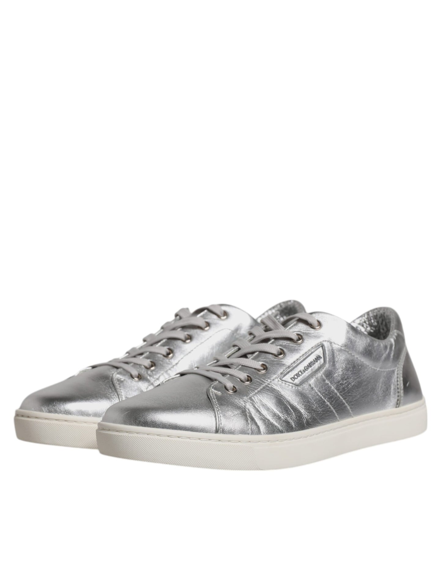Dolce &amp; Gabbana Silber London Low Top Leder Sneakers Schuhe