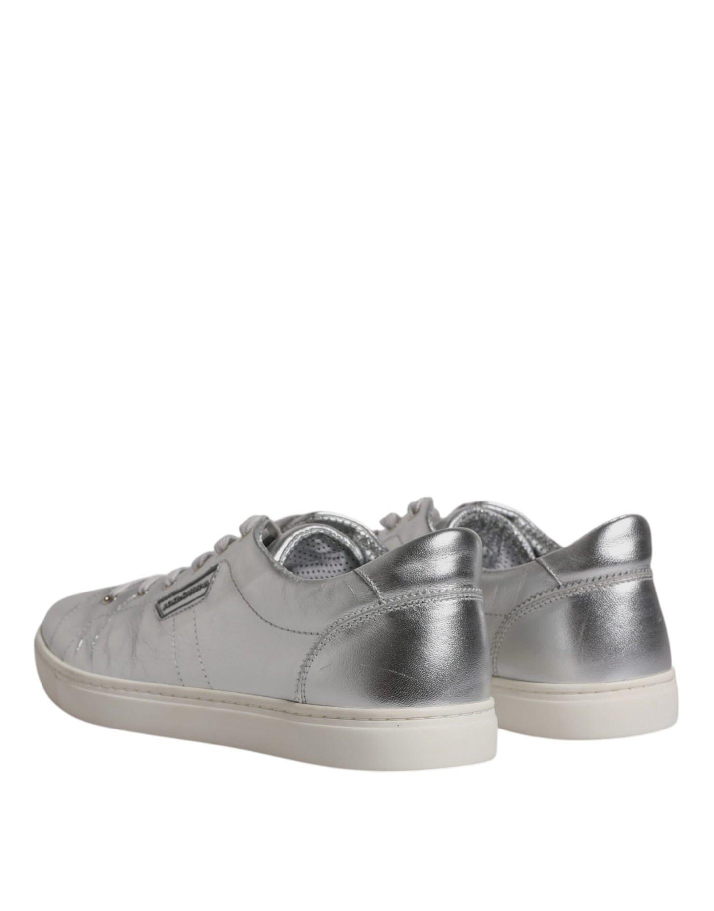 Dolce &amp; Gabbana Silber London Low Top Leder Sneakers Schuhe