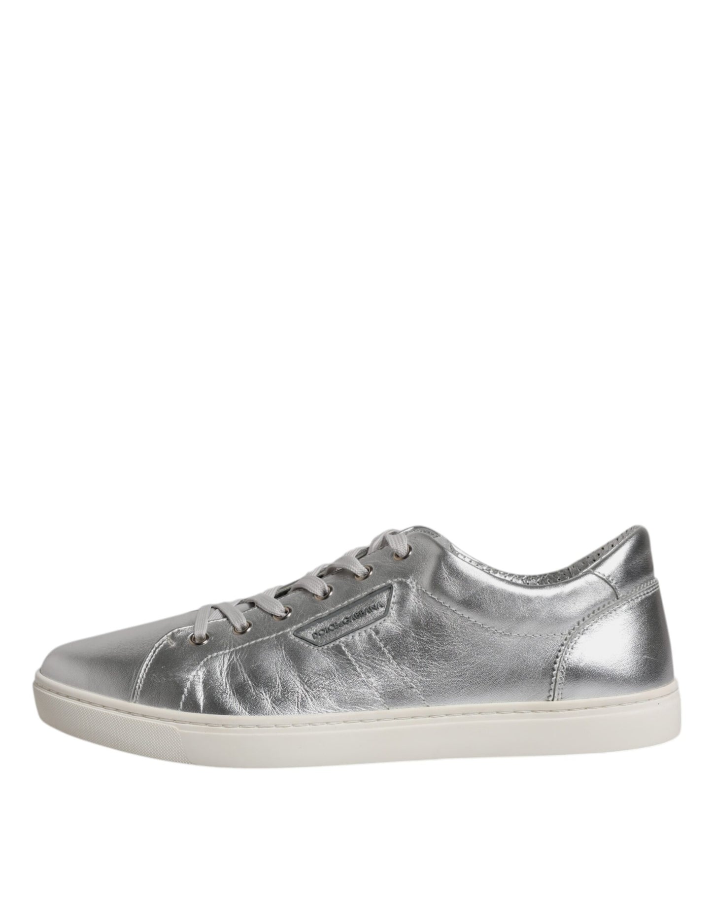 Dolce &amp; Gabbana Silber London Low Top Leder Sneakers Schuhe