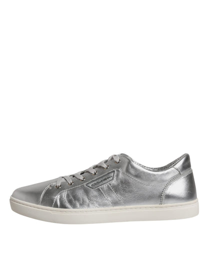 Dolce &amp; Gabbana Silber London Low Top Leder Sneakers Schuhe