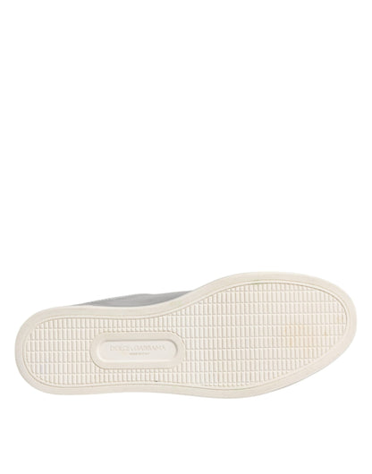 Dolce &amp; Gabbana Silber London Low Top Leder Sneakers Schuhe