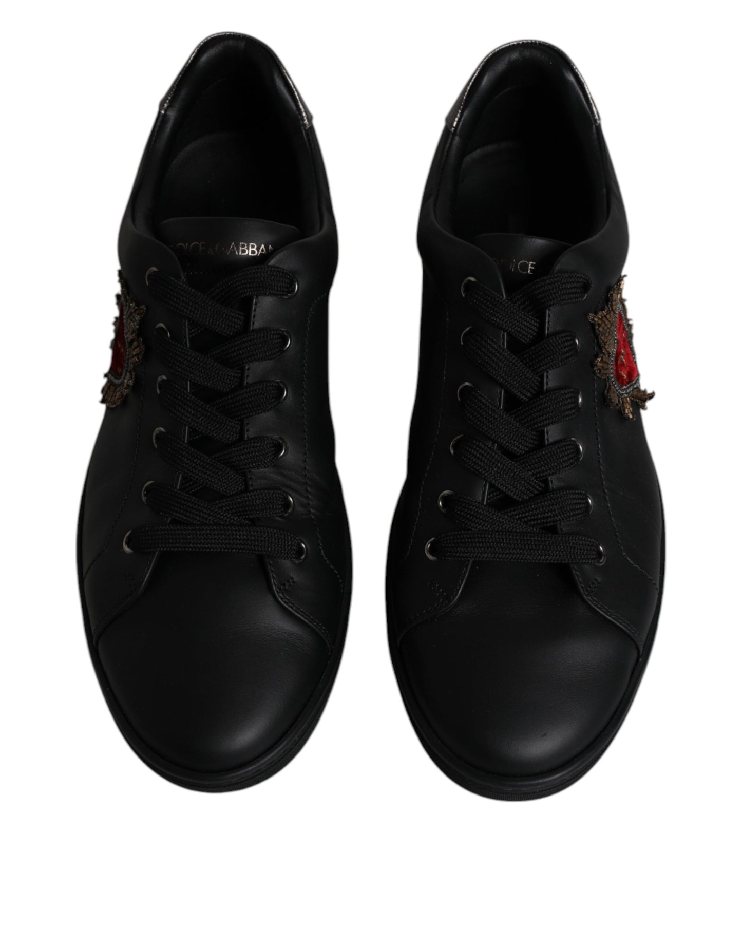 Dolce &amp; Gabbana London Heart Herren Sneakers aus schwarzem Leder