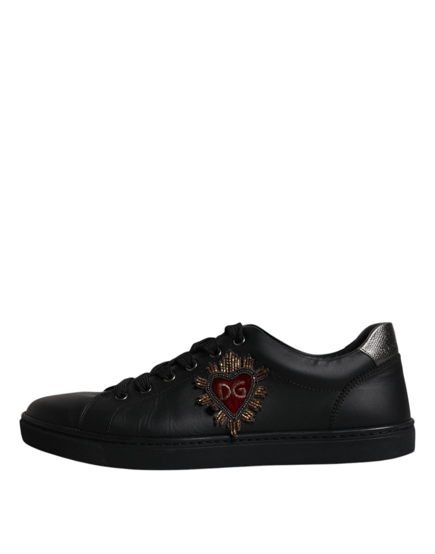 Dolce &amp; Gabbana London Heart Herren Sneakers aus schwarzem Leder