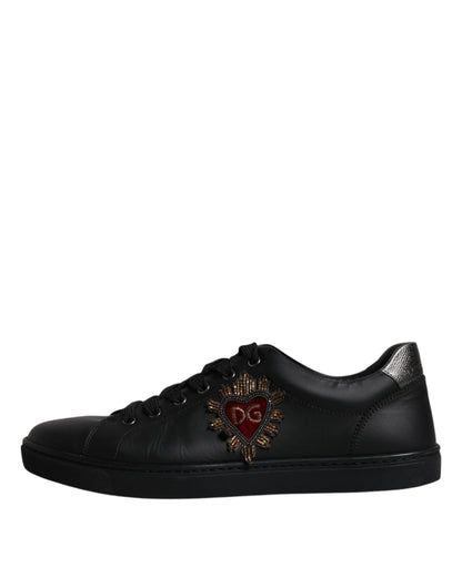 Dolce &amp; Gabbana London Heart Herren Sneakers aus schwarzem Leder