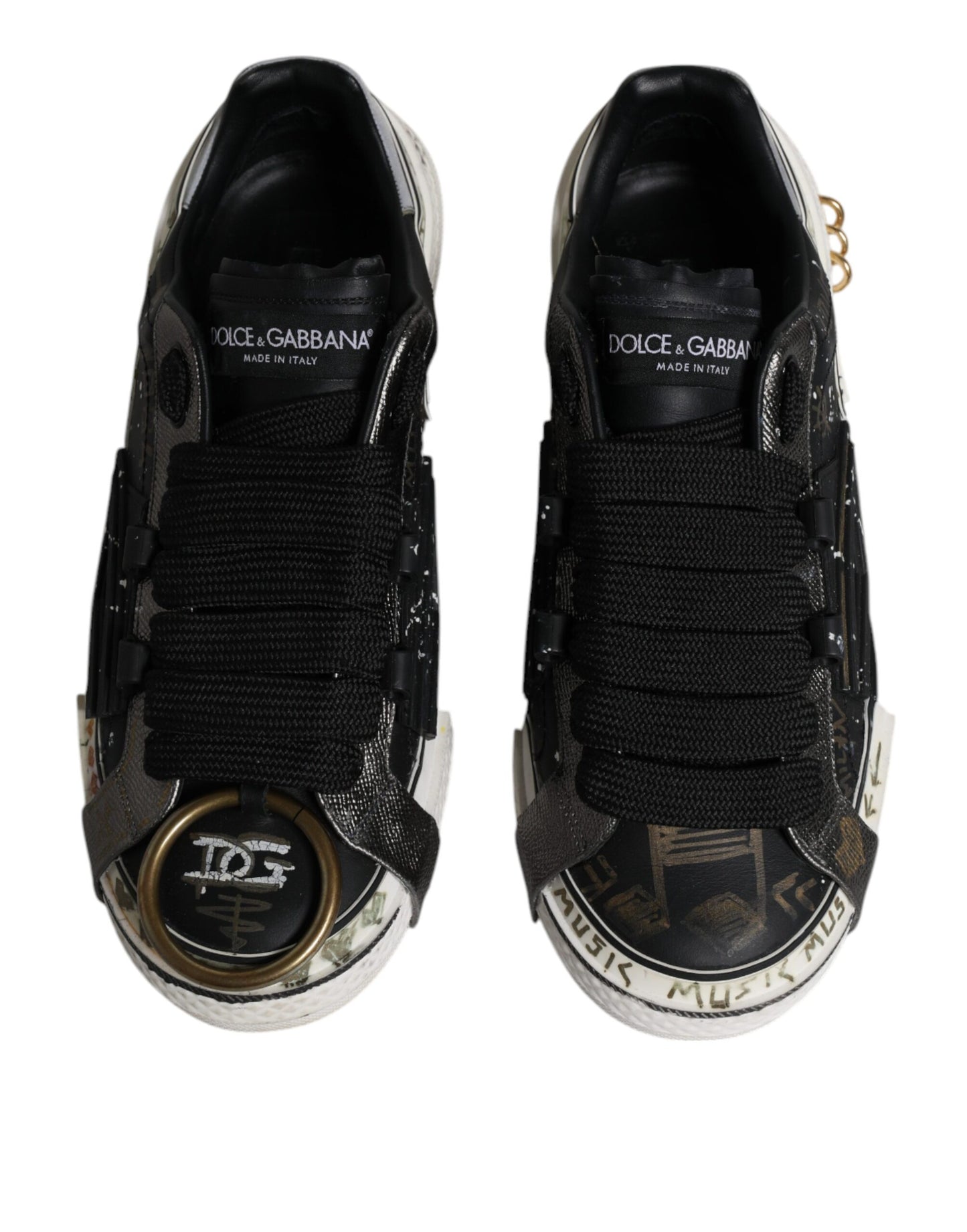 Dolce &amp; Gabbana Schwarz Weiß Portofino Low Top Sneakers Schuhe