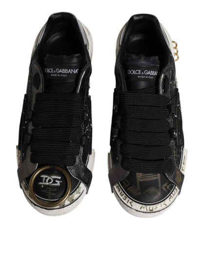 Dolce &amp; Gabbana Schwarz Weiß Portofino Low Top Sneakers Schuhe