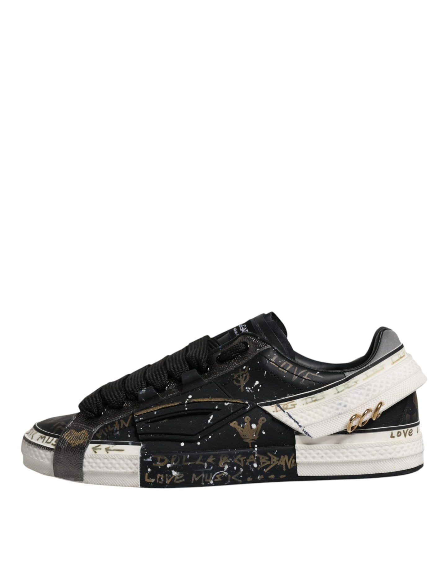 Dolce &amp; Gabbana Schwarz Weiß Portofino Low Top Sneakers Schuhe