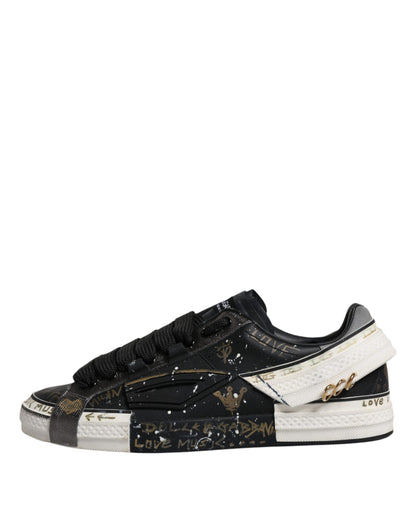 Dolce &amp; Gabbana Schwarz Weiß Portofino Low Top Sneakers Schuhe