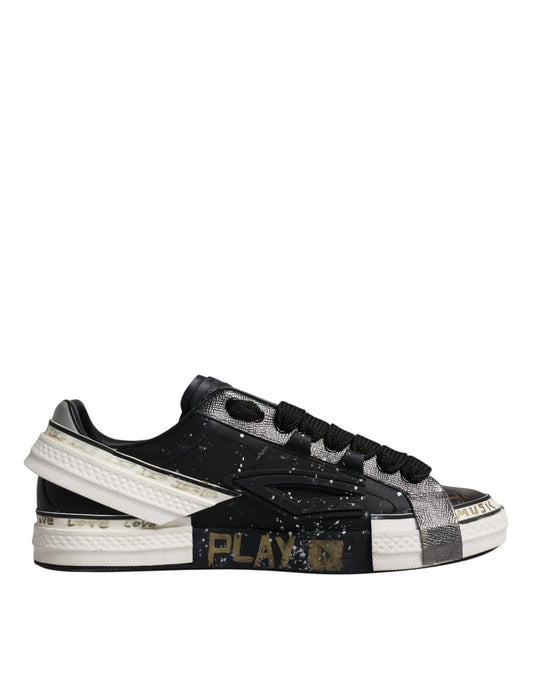 Dolce &amp; Gabbana Schwarz Weiß Portofino Low Top Sneakers Schuhe