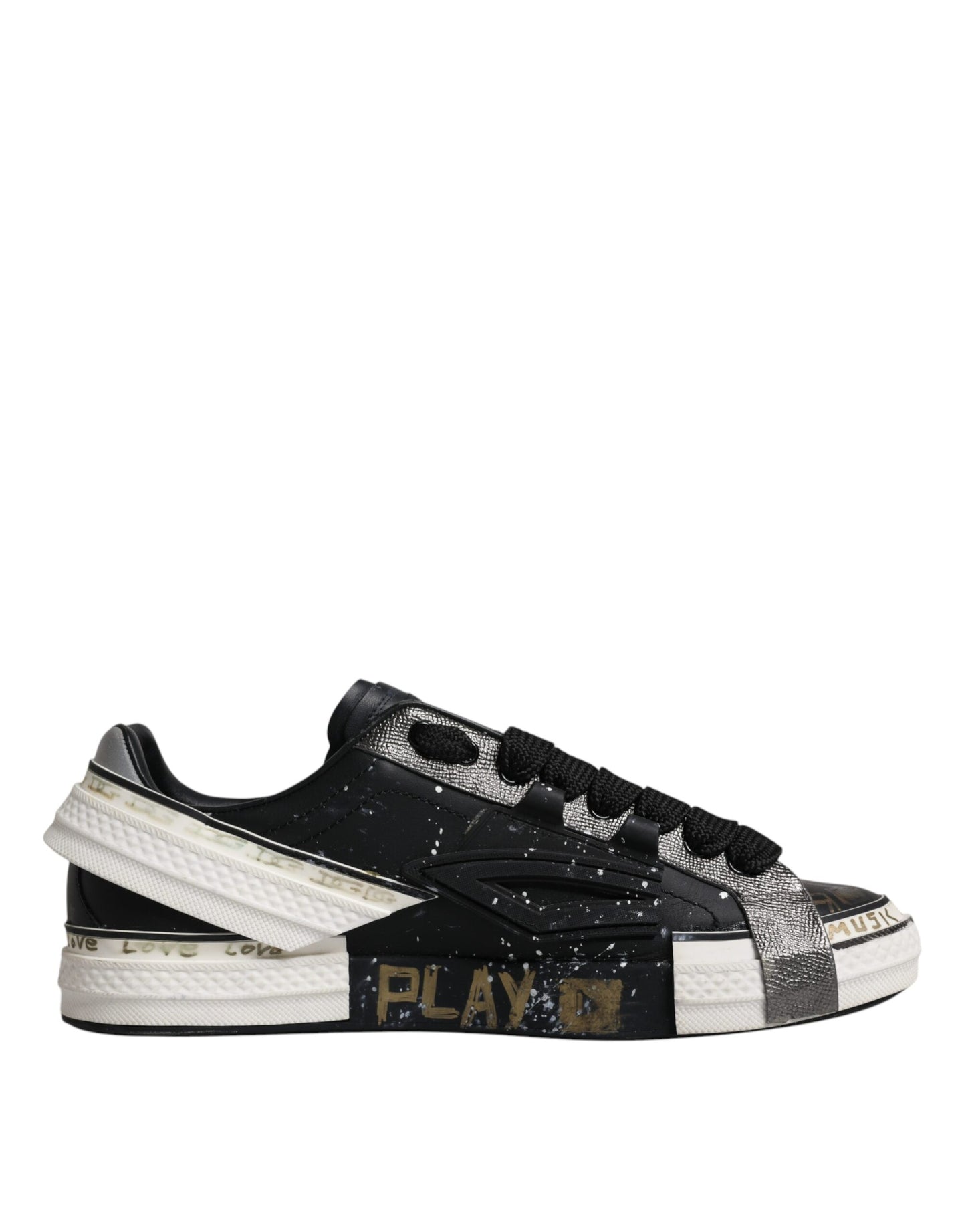 Dolce &amp; Gabbana Schwarz Weiß Portofino Low Top Sneakers Schuhe