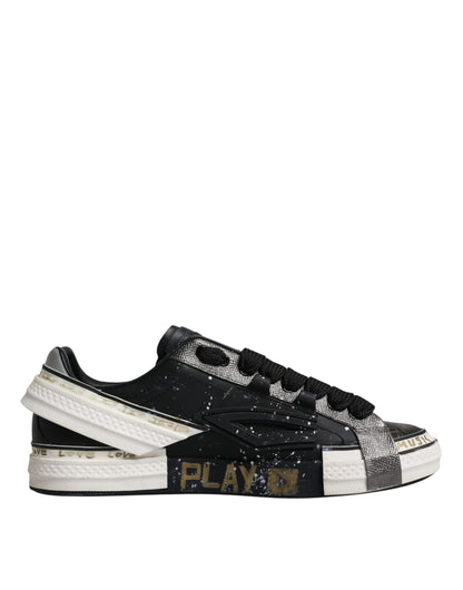 Dolce &amp; Gabbana Schwarz Weiß Portofino Low Top Sneakers Schuhe
