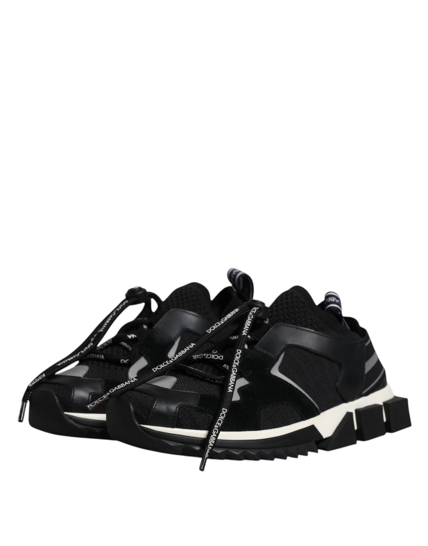 Dolce &amp; Gabbana Schwarz Weiß Logo Sorrento Herren Sneakers Schuhe