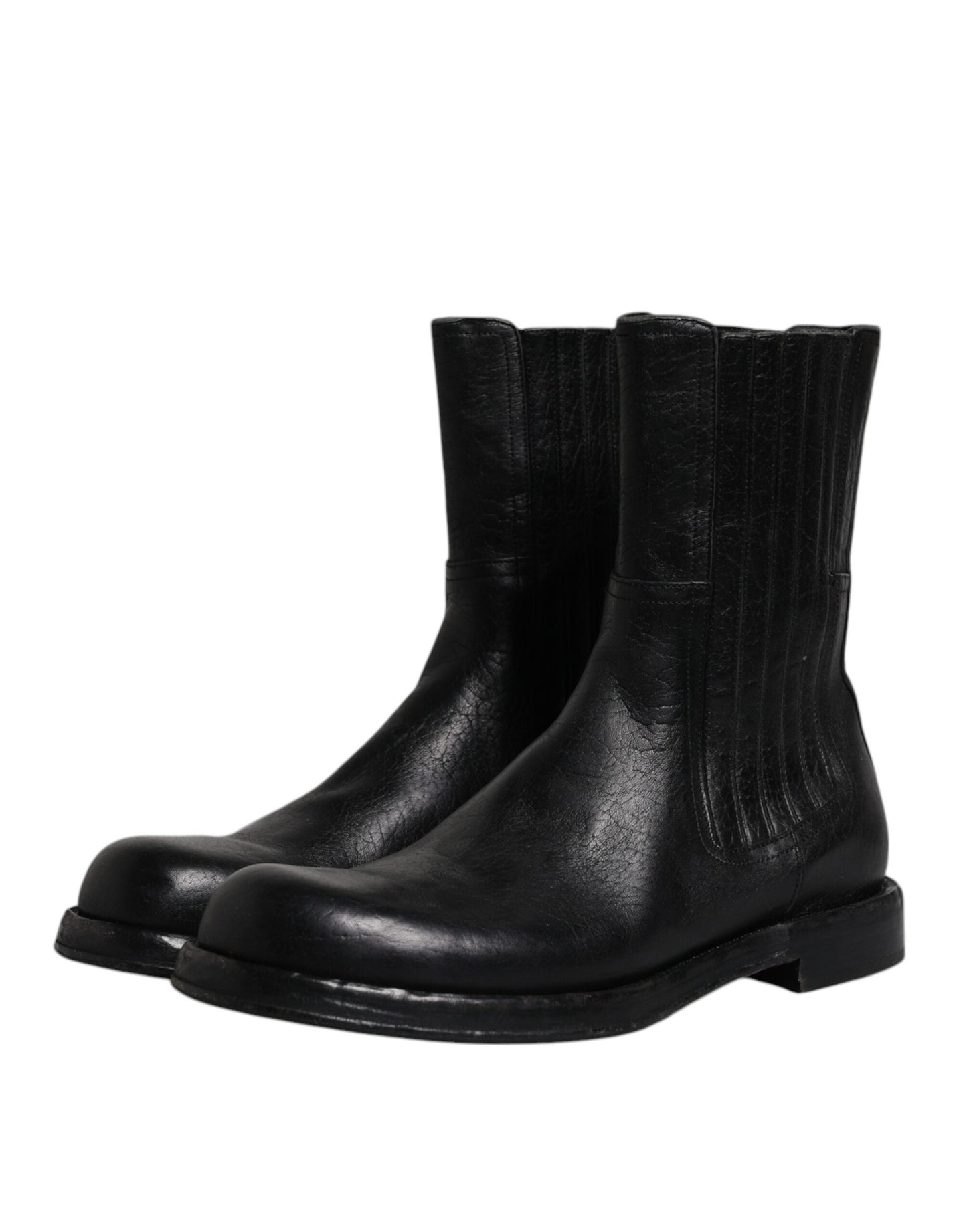 Dolce &amp; Gabbana – Wadenhohe Stiefel aus schwarzem Pferdeleder