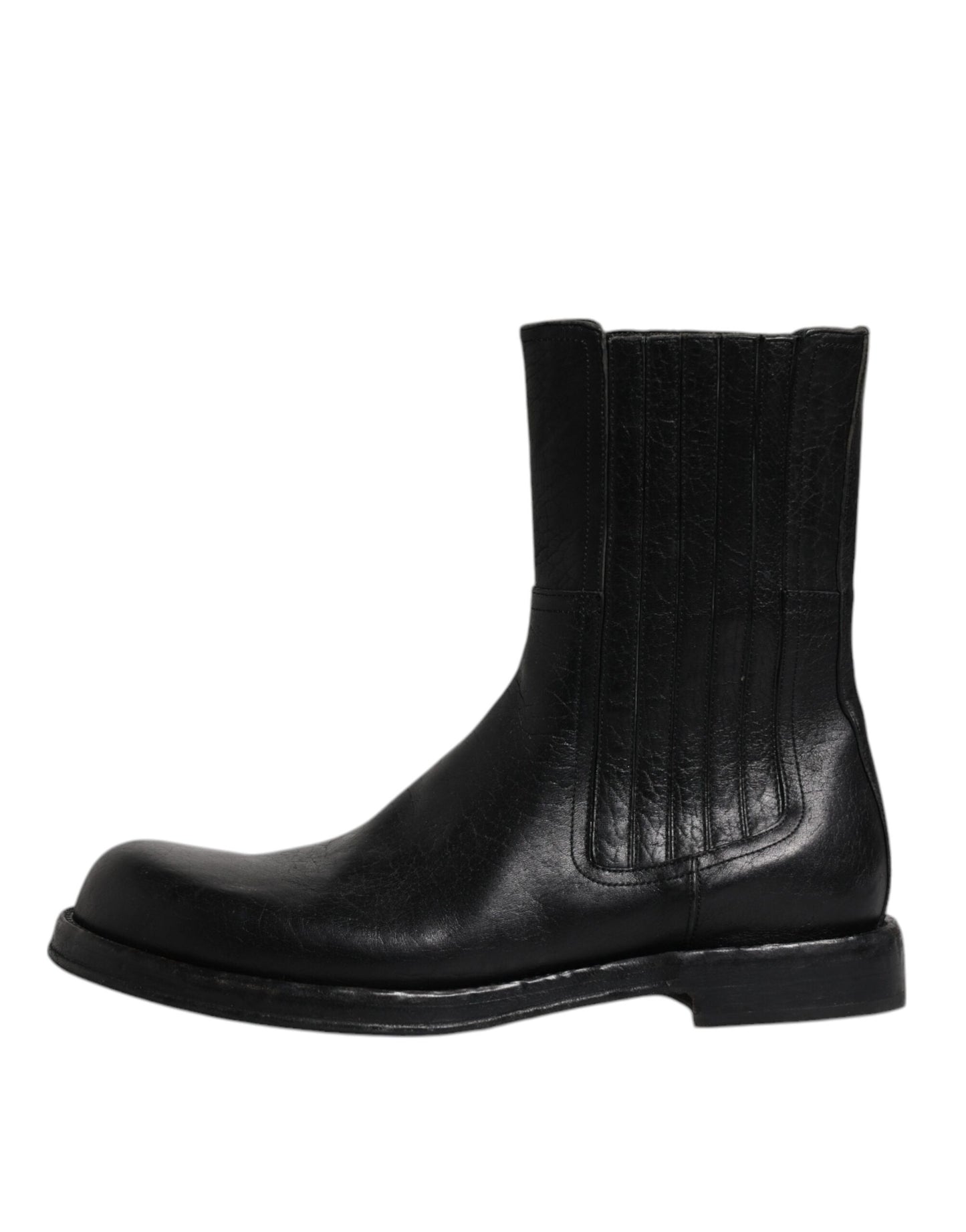 Dolce &amp; Gabbana – Wadenhohe Stiefel aus schwarzem Pferdeleder