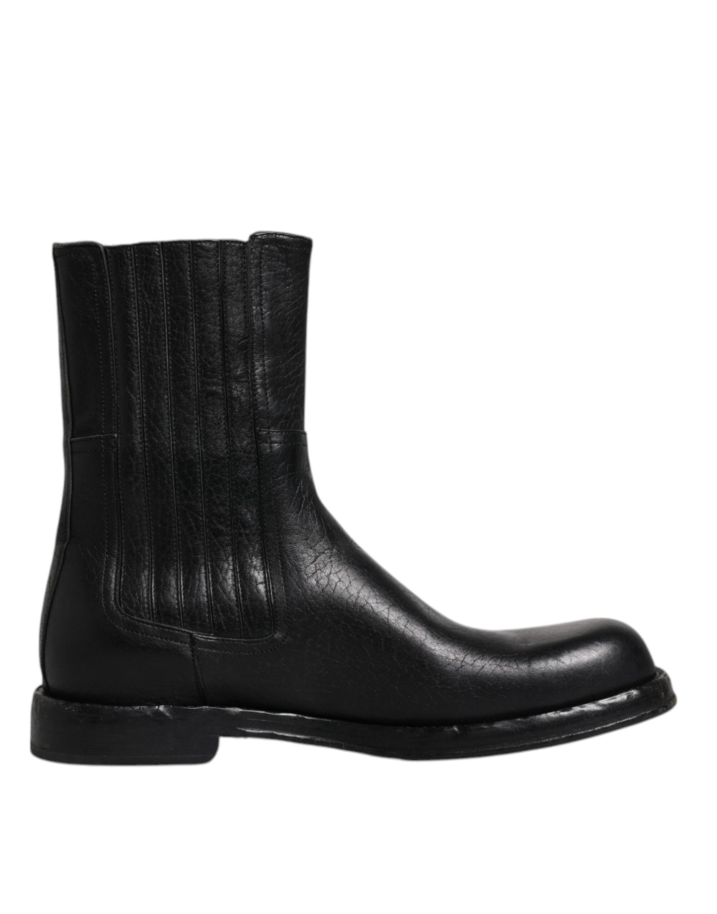 Dolce &amp; Gabbana – Wadenhohe Stiefel aus schwarzem Pferdeleder