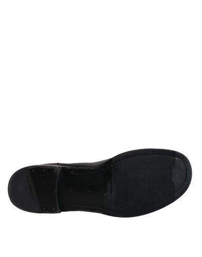 Dolce &amp; Gabbana – Wadenhohe Stiefel aus schwarzem Pferdeleder