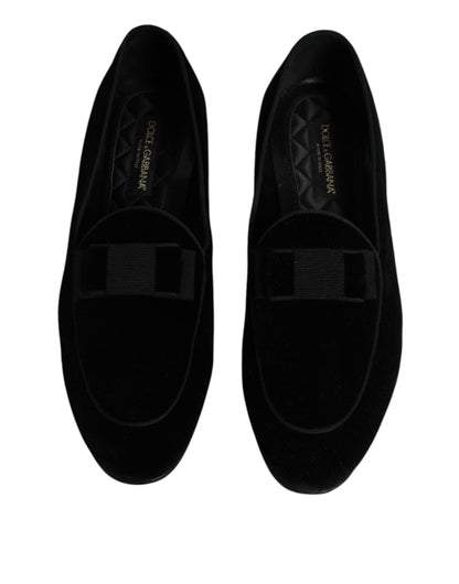 Dolce &amp; Gabbana – Schwarze Loafer aus Samt für formelle Herren