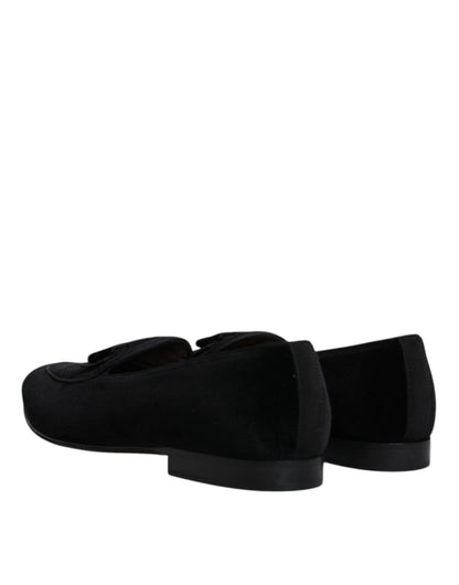 Dolce &amp; Gabbana – Schwarze Loafer aus Samt für formelle Herren