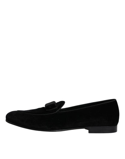 Dolce &amp; Gabbana – Schwarze Loafer aus Samt für formelle Herren