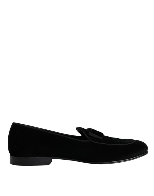 Dolce &amp; Gabbana – Schwarze Loafer aus Samt für formelle Herren