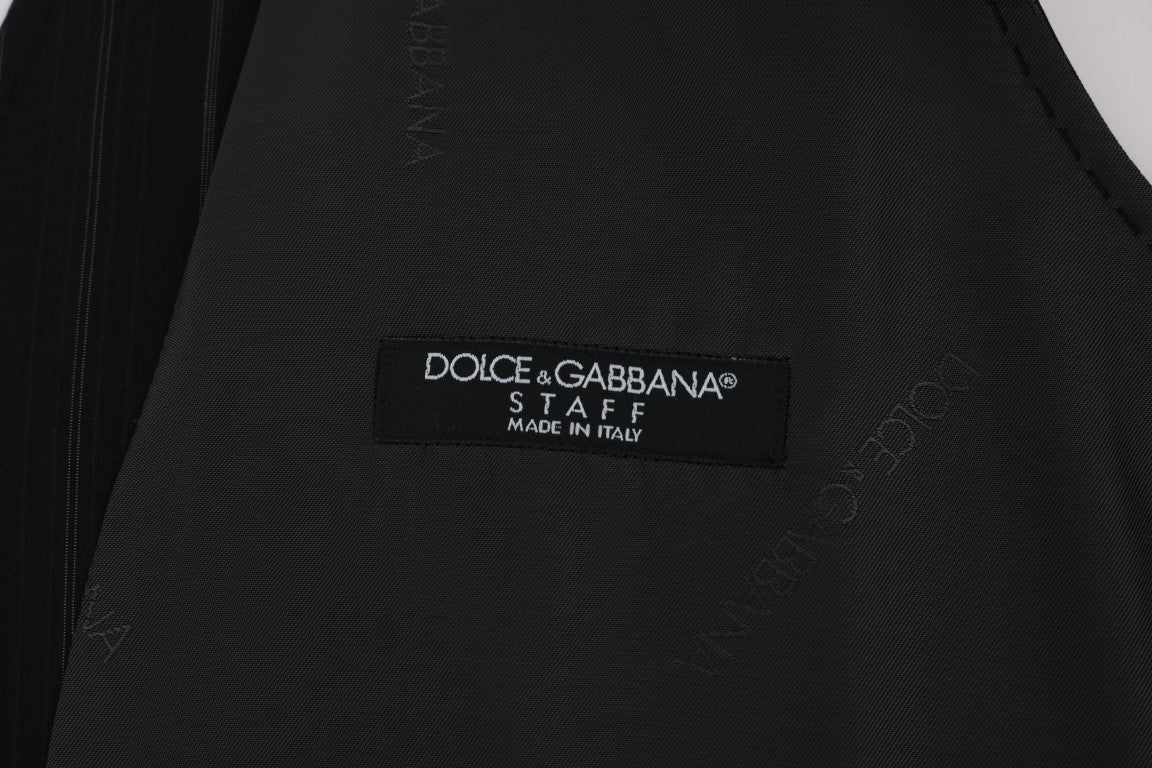 Dolce &amp; Gabbana Schwarze STAFF-Weste aus gestreifter Baumwolle