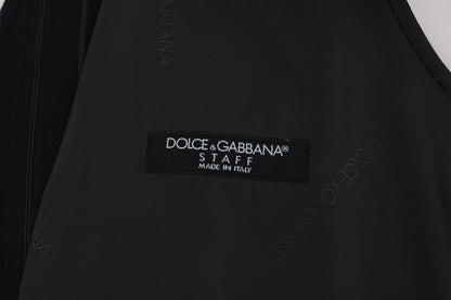 Dolce &amp; Gabbana Schwarze STAFF-Weste aus gestreifter Baumwolle