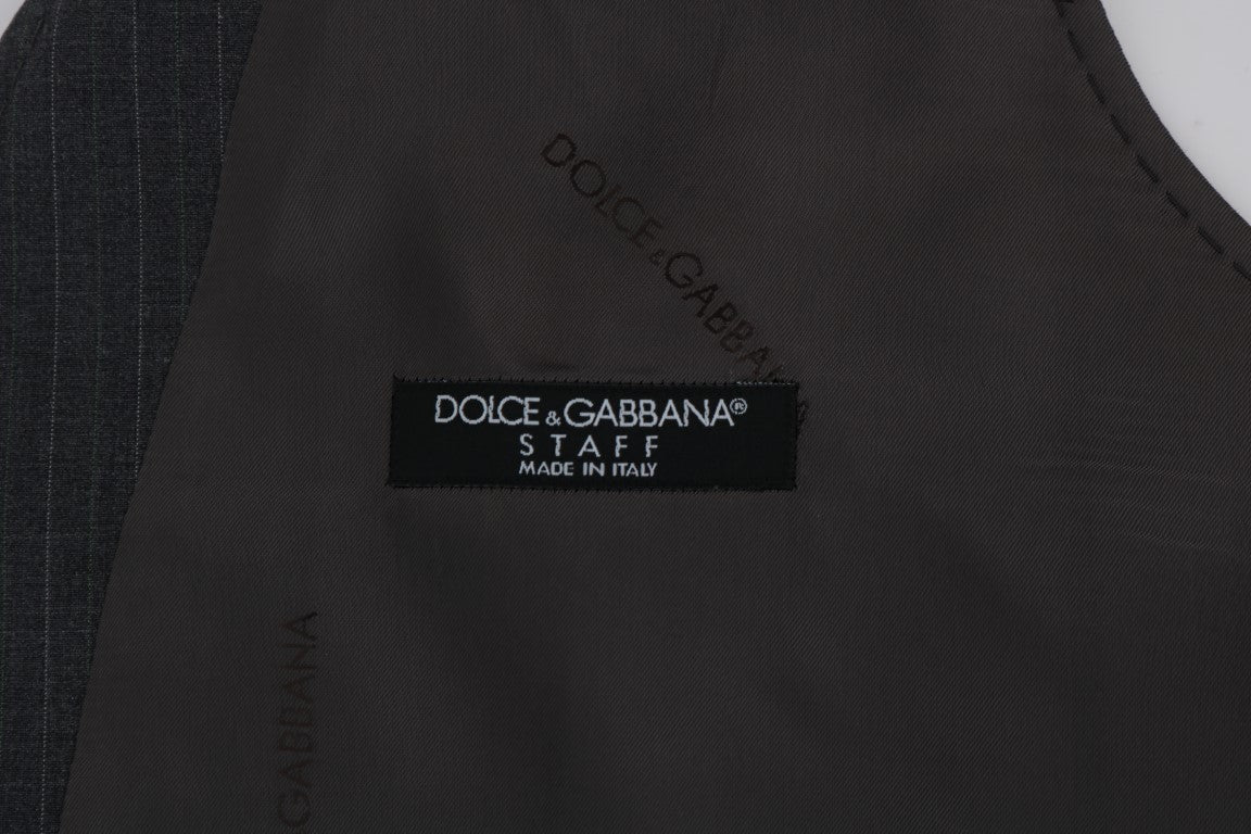 Dolce &amp; Gabbana Graue STAFF-Weste aus gestreifter Baumwolle