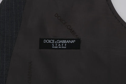 Dolce &amp; Gabbana Graue STAFF-Weste aus gestreifter Baumwolle