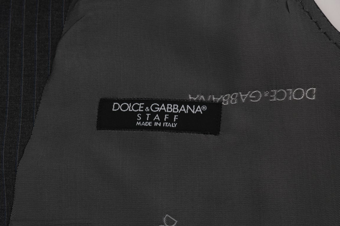 Dolce &amp; Gabbana Graue STAFF-Weste aus gestreifter Baumwolle
