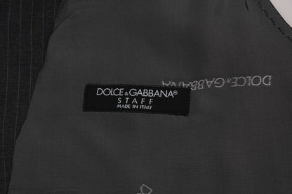 Dolce &amp; Gabbana Graue STAFF-Weste aus gestreifter Baumwolle