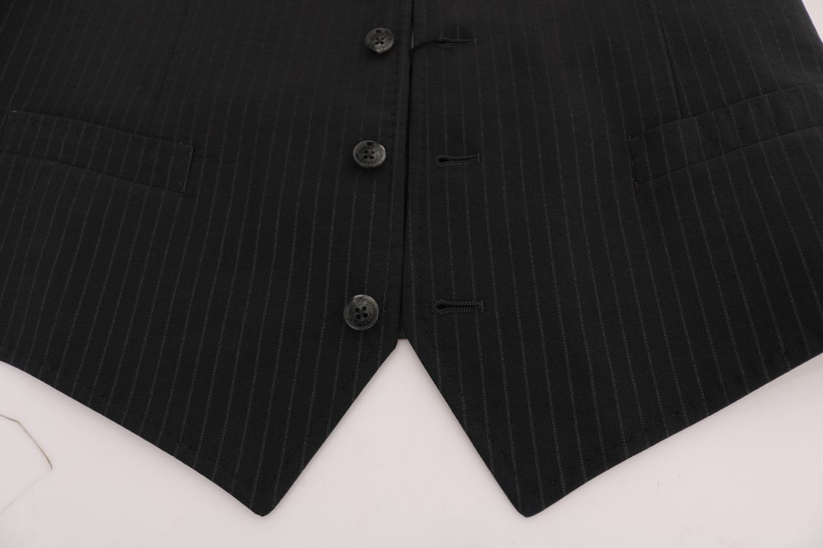 Dolce &amp; Gabbana Graue STAFF-Weste aus gestreifter Baumwolle