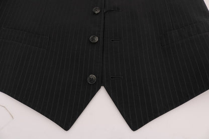 Dolce &amp; Gabbana Graue STAFF-Weste aus gestreifter Baumwolle