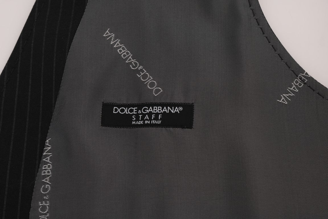 Dolce &amp; Gabbana Graue STAFF-Weste aus gestreifter Baumwolle