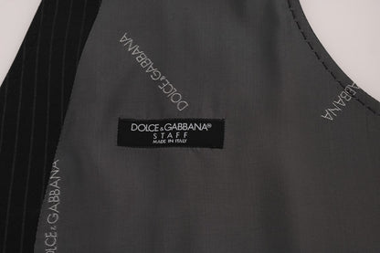 Dolce &amp; Gabbana Graue STAFF-Weste aus gestreifter Baumwolle
