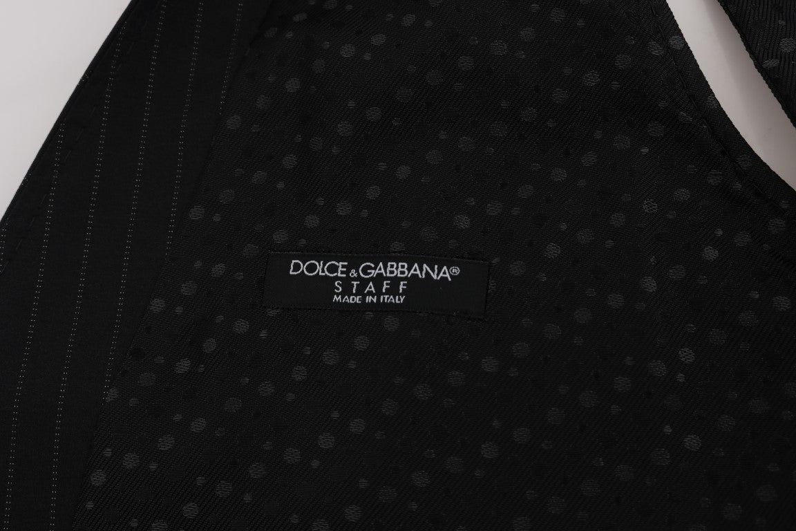 Dolce &amp; Gabbana Graue STAFF-Weste aus gestreifter Baumwolle